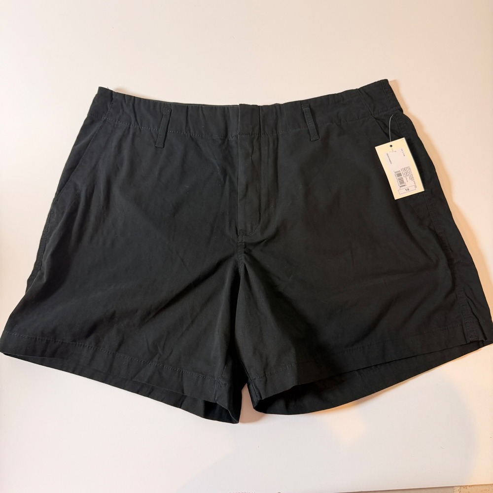 A New Day Womens Black Chino Shorts Mid‎ Rise Size 14 NWT